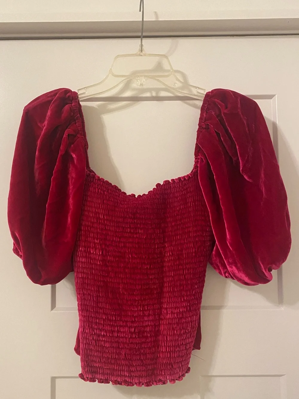Reformation Luca Puff Sleeve Velvet Smock back blouse size 8